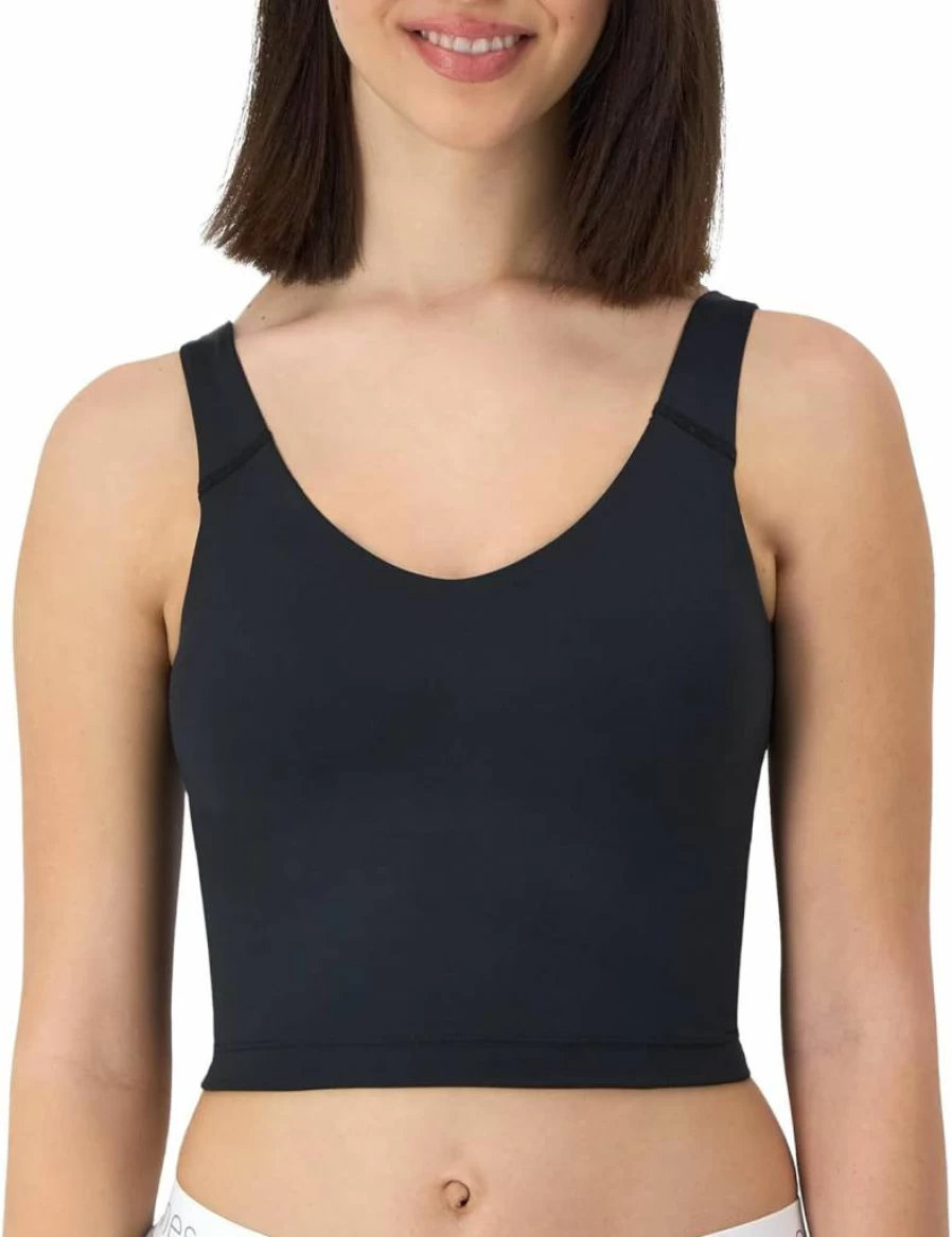Hanes Women's V-Neck Cropped Pullover Bralette with Built-In Shelf Bra & Odor Control