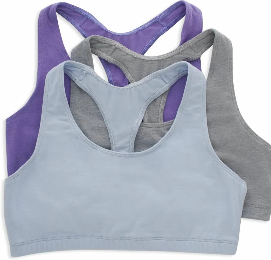 Hanes Women's ComfortSoft Cotton Racerback Bralette 3-Pack - Soft Wireless Bras for Everyday Wear