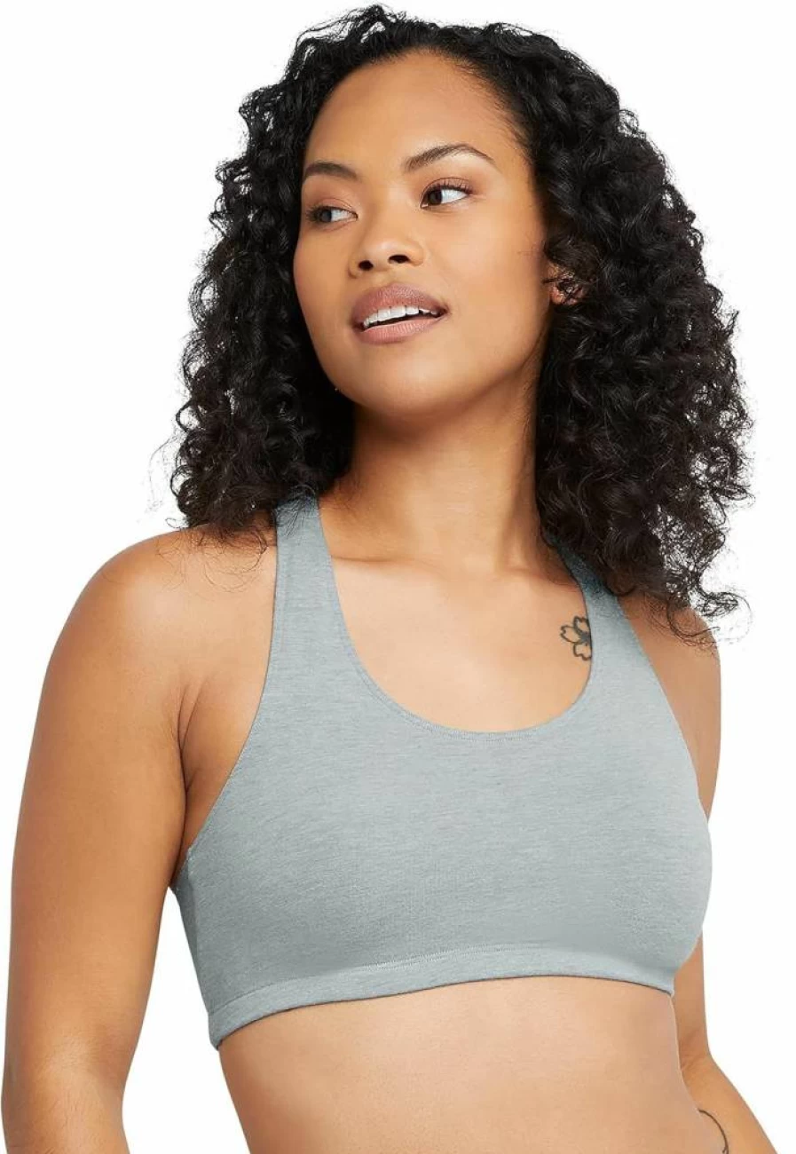Hanes Women's ComfortSoft Cotton Racerback Bralette 3-Pack - Soft Wireless Bras for Everyday Wear