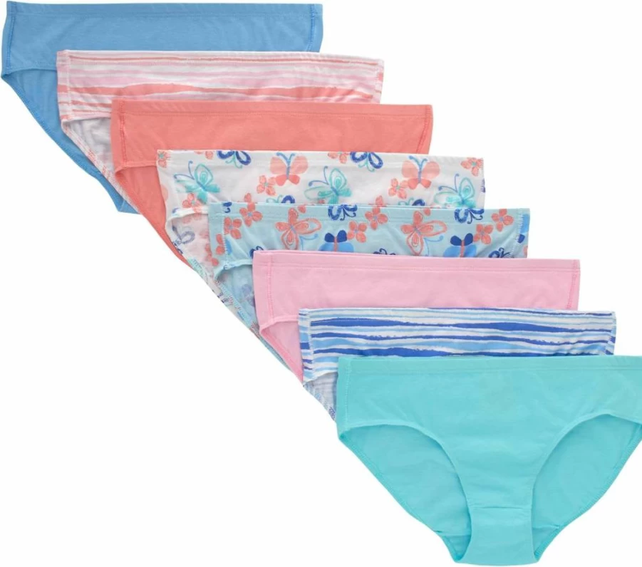 Hanes Girls' Organic Cotton Underwear 8-Pack - Briefs & Hipsters for Ultimate Comfort