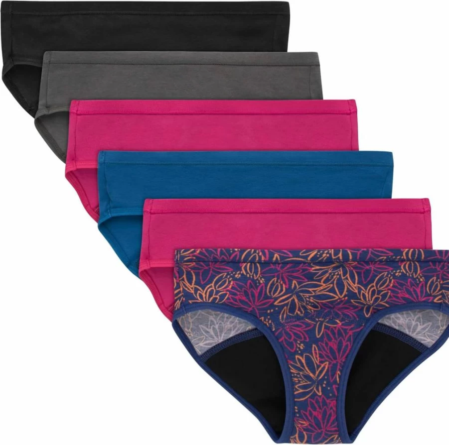 Hanes Girls' Comfort Period Underwear & Boys' Hipster Briefs - Moderate Protection Multi-Pack