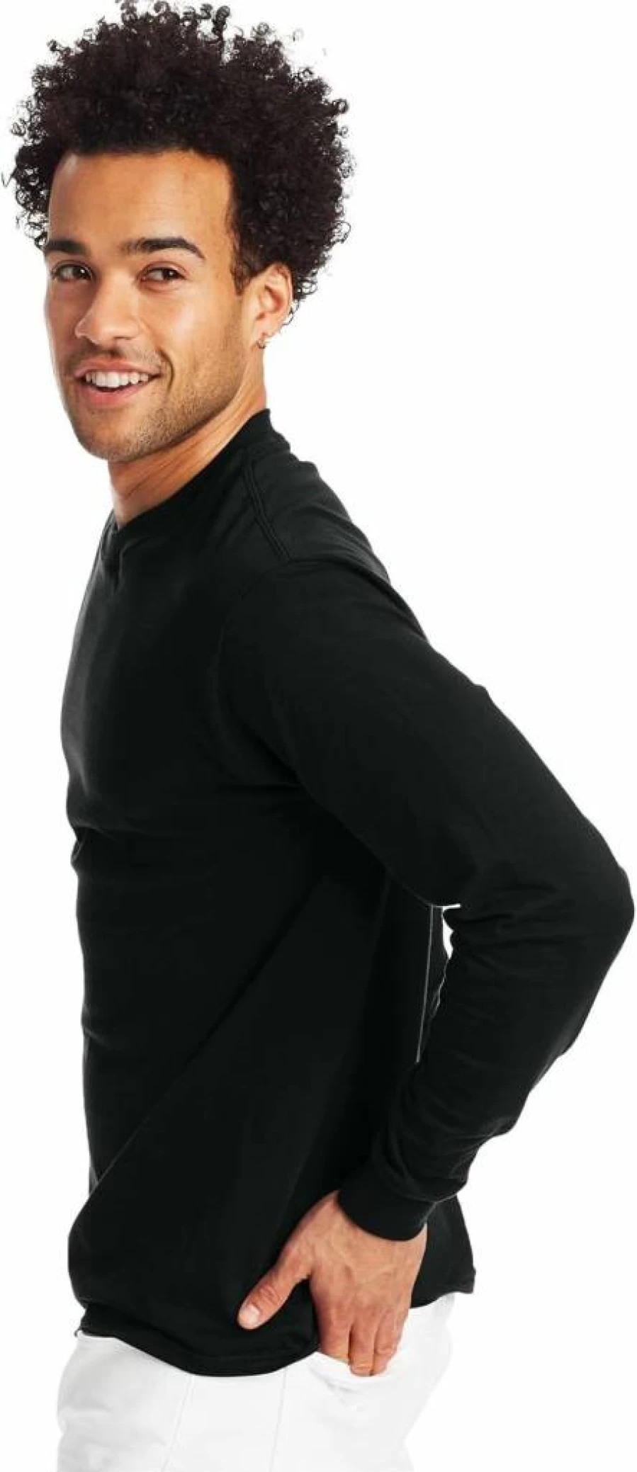Hanes Men's Beefy Long Sleeve T-Shirt, 1 or 2 Pack, Comfort Cotton Crewneck Shirts for Men