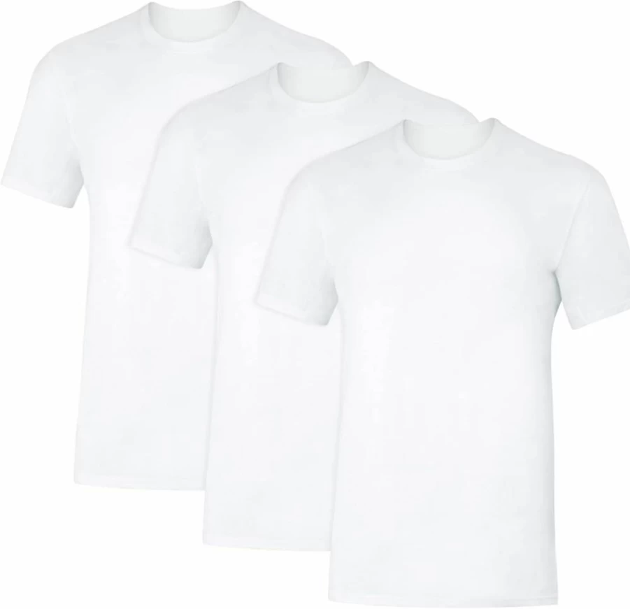 Hanes Men's Sweat-Proof White Crewneck Undershirt 3-Pack - Odor & Underarm Sweat Blocking Tee