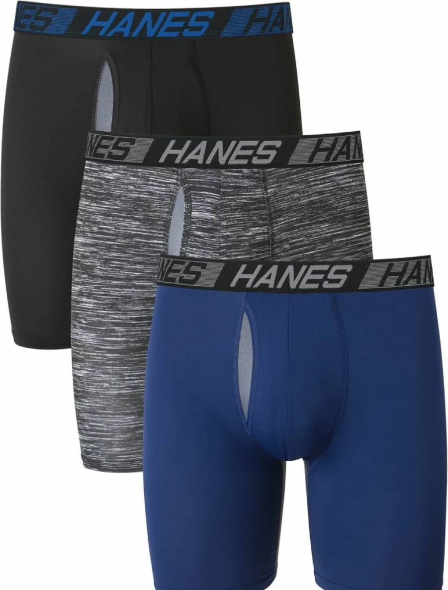Hanes Men's X-Temp Cooling Boxer Briefs 3-Pack - Moisture-Wicking, Total Support Pouch Underwear (Regular, Long-Leg & Trunk)