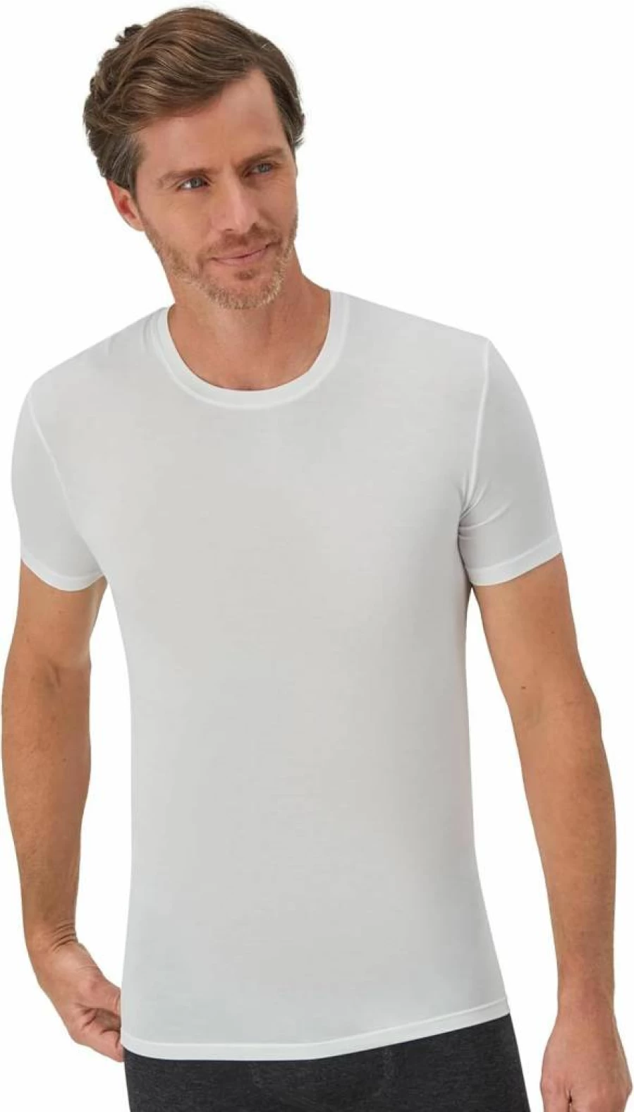 Hanes Men's Slim Fit Crewneck Undershirt 1-Pack, Stay-Tucked Fitted White & Black Perfect Flex Tee