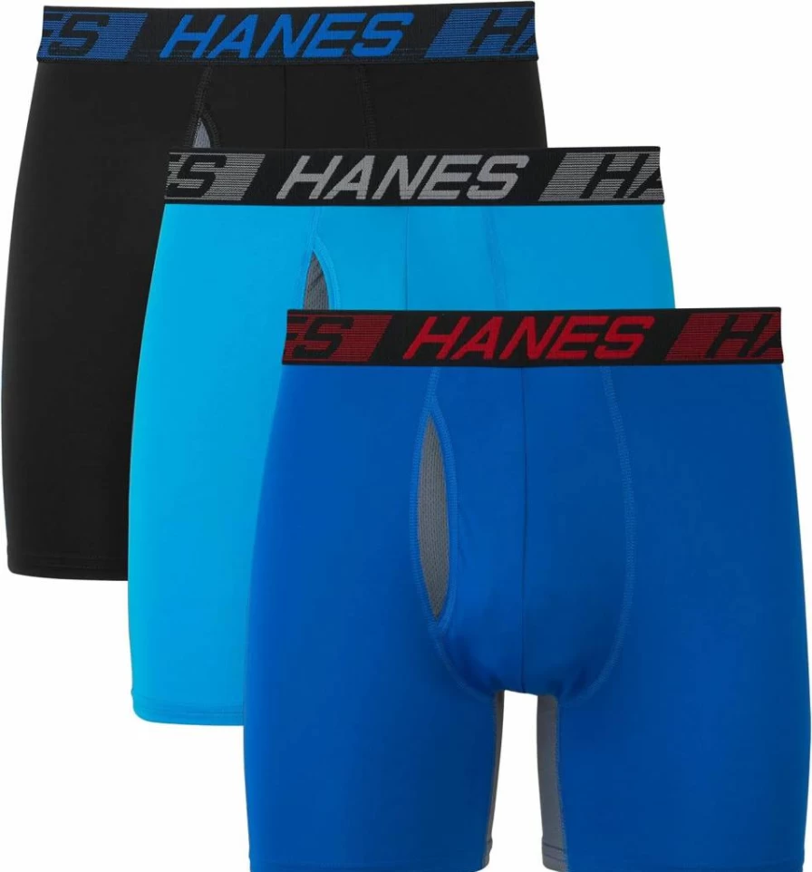 Hanes Men's X-Temp Cool Comfort Utility Pocket Boxer Briefs 3-Pack with Support Pouch