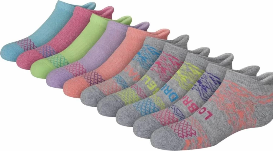 Hanes Girls' No-Show Socks 10-Pair Pack – Comfort Fit with Heel Shield for Everyday Wear