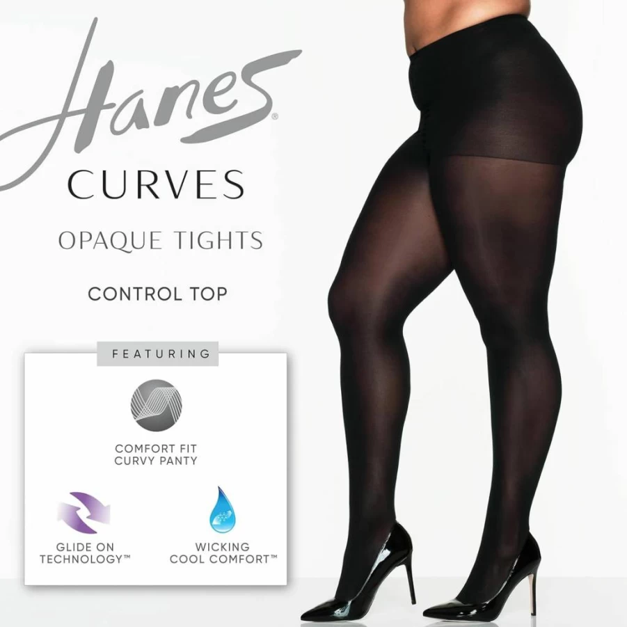 Hanes Women's HSP005 Control Top Opaque Tights for Smooth Curves & Comfort