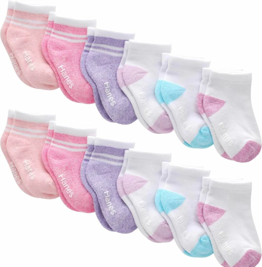 Hanes Baby & Toddler Non-Slip Ankle Socks for Boys and Girls - Soft Multipack Grip Socks