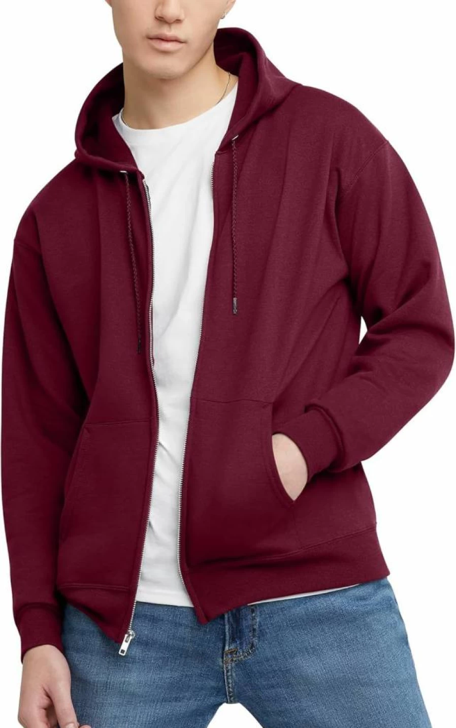 Hanes Men's EcoSmart Fleece Zip-Up Hoodie - Soft Sustainable Pullover Sweatshirt for Men