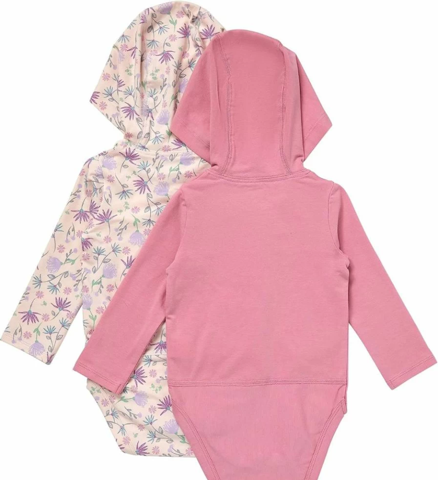 Hanes Baby Girls' 3-Pack Long Sleeve Hoodie Bodysuits - Soft Unisex Infant Onesies