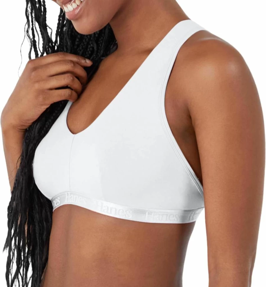 Hanes Women's Ultra Soft Viscose Bamboo Racerback Bralette - Comfortable Breathable Lounge Bralette