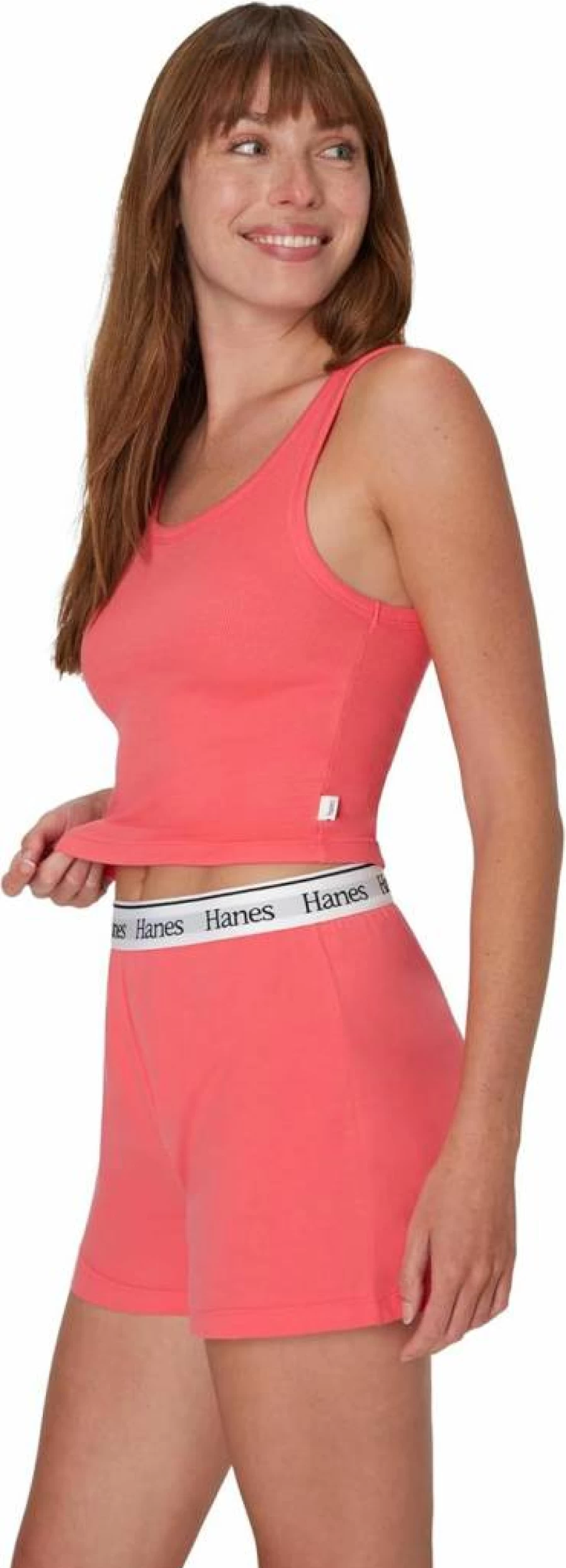 Hanes Women's 2-Piece Sleepwear Set - Comfywear Rib Crop Tank & Sleep Shorts, Comfortable Lounge Pajama Set
