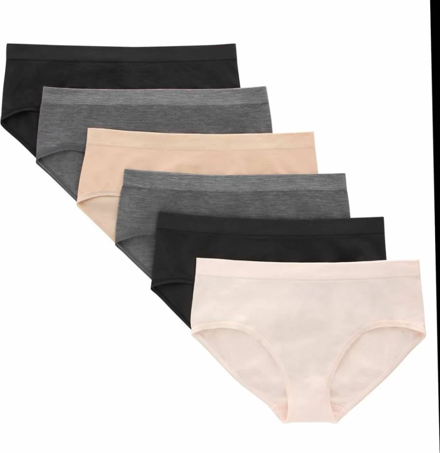 Hanes Girls' Seamless Underwear 6-Pack - Soft Boyshort & Hipster Panties for Tweens in Assorted Colors