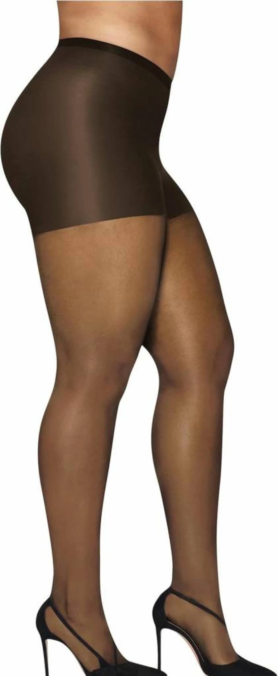 Hanes Silky Sheer Pantyhose with Cool Comfort & Control Top - Wicking, Sheer Toe, Curvy Fit