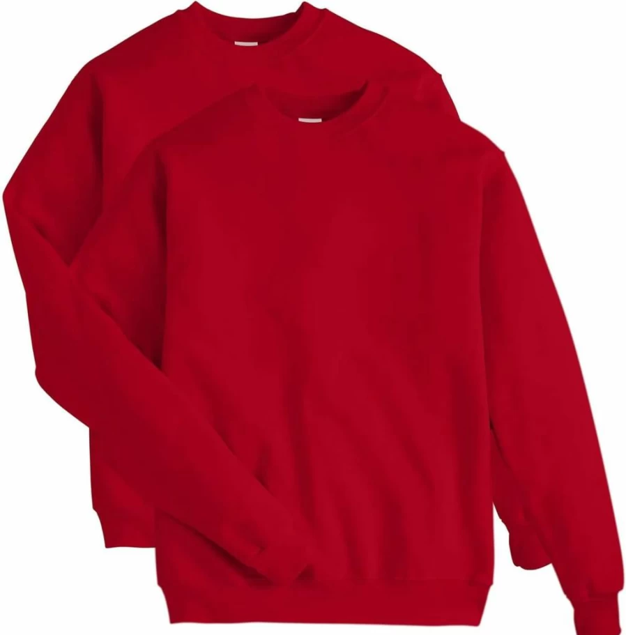 Hanes Men's EcoSmart Fleece Crewneck Sweatshirt - Soft Pullover Hoodie, 1 or 2 Pack, Sustainable Cotton Blend