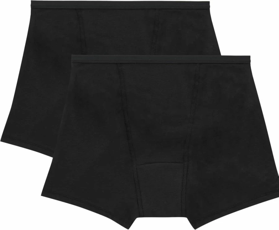 Hanes Women's Super Leak-Proof Period Underwear - Postpartum & Overnight Protection Boxer Briefs, 2-Pack