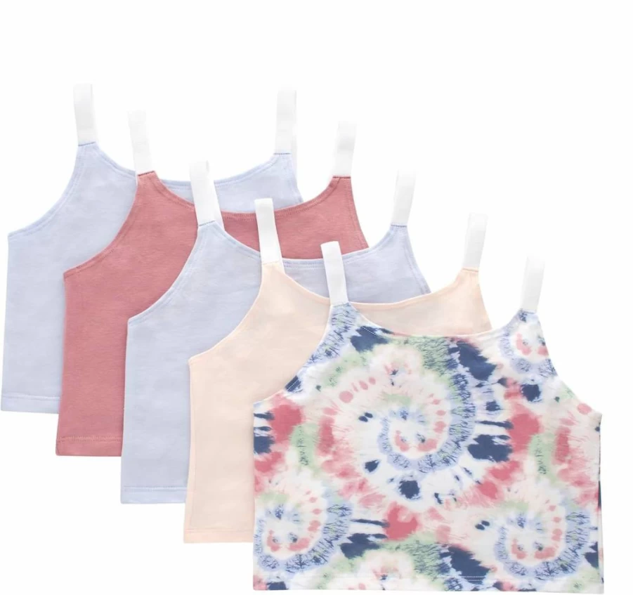 Hanes Girls' 5-Pack Cotton Blend Crop Cami Tanks | Moisture Wicking | Originals Collection