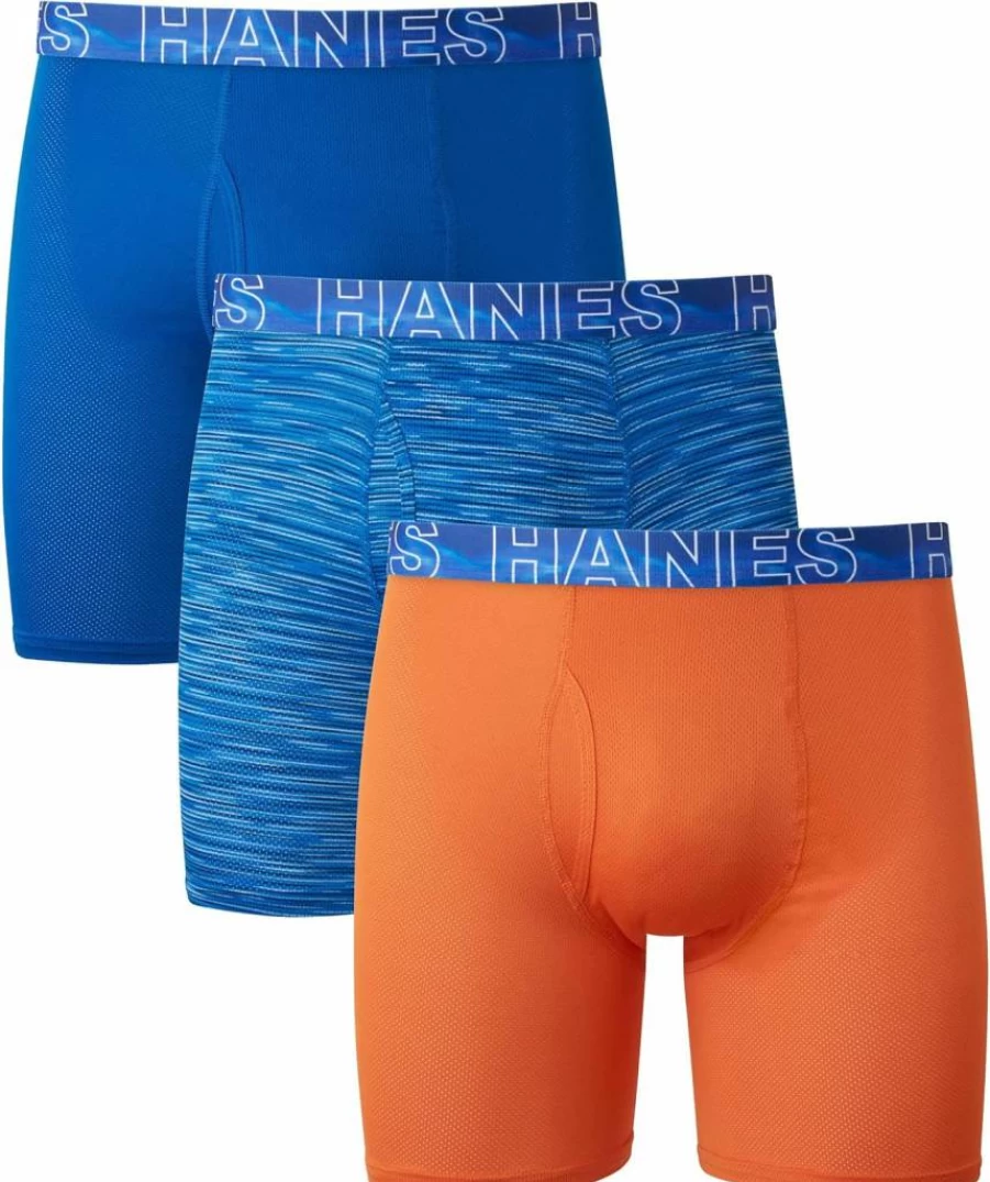 Hanes Men's 3-Pack X-Temp Moisture-Wicking 4-Way Stretch Boxer Briefs - Breathable Mesh Underwear for Active Lifestyles