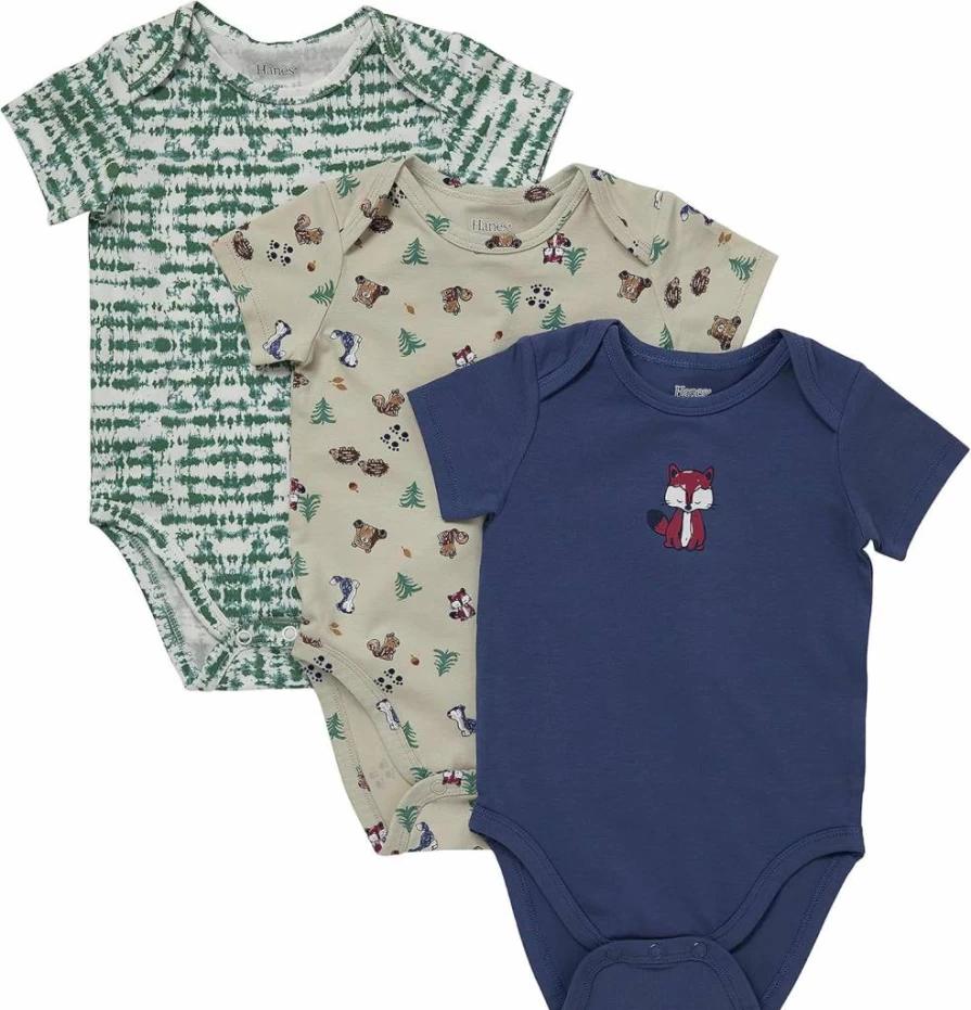 Hanes Unisex Baby Bodysuits 3-Pack, Soft Cotton Short Sleeve Onesies for Infants, Boys & Girls