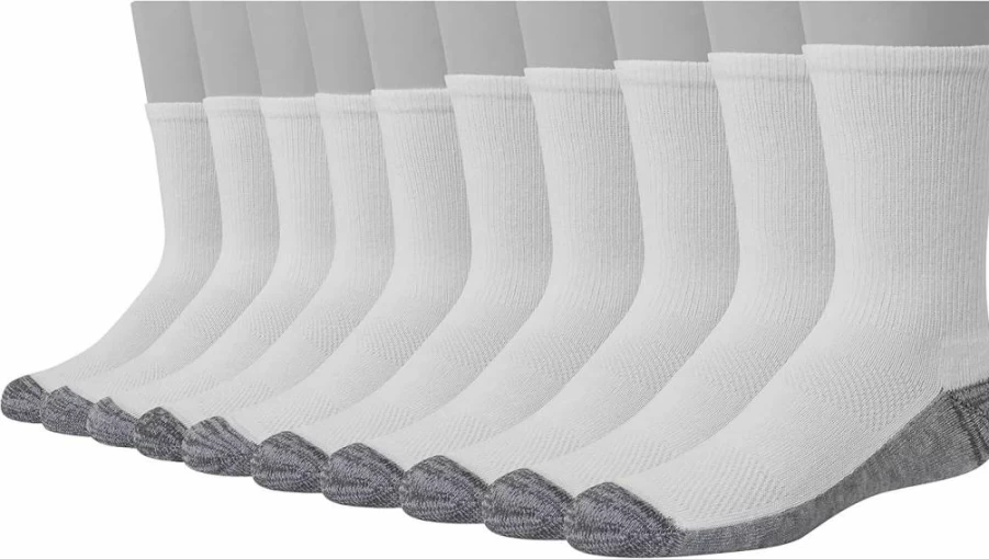 Hanes Boys' Performance Crew Socks 10-Pair Pack - Moisture-Wicking Athletic Sport Socks for Kids