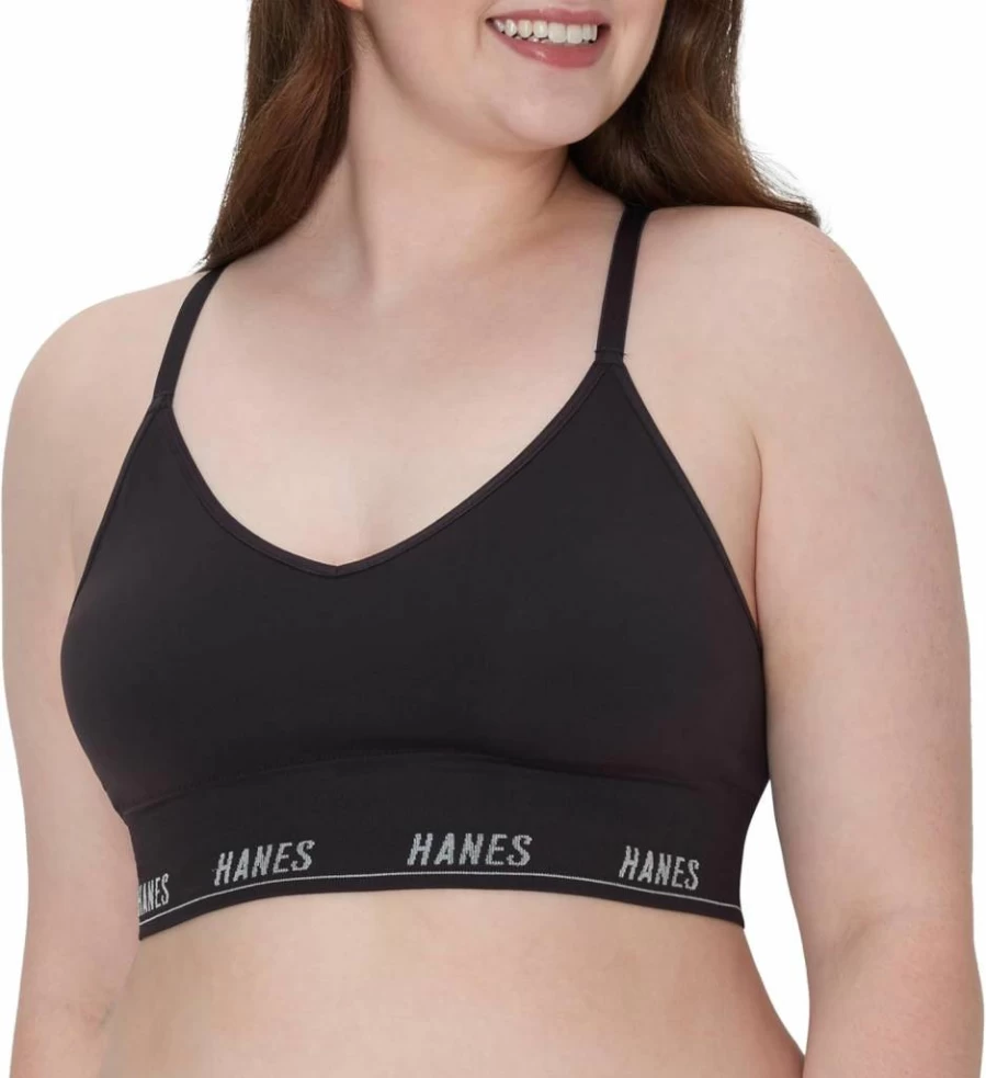 Hanes Women's 360 Flex Wireless Seamless Bra 2-Pack - Light Support, Odor Control, Pullover Triangle Bralette