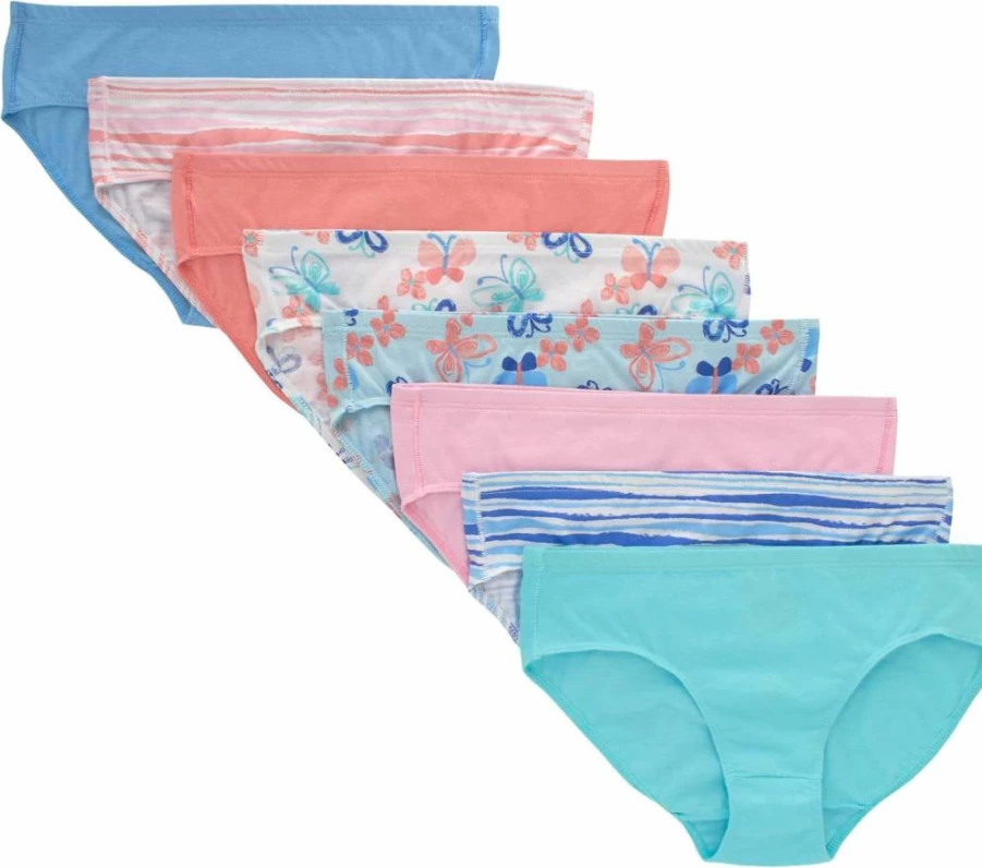 Hanes Organic Cotton Girls' Underwear 8-Pack - Comfort Briefs & Hipsters for Everyday Wear
