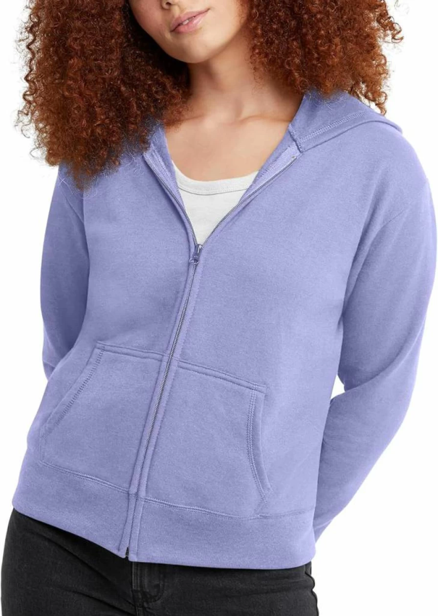 Hanes Women's EcoSmart Fleece Full-Zip Hooded Sweatshirt - Lightweight Comfortable Zip-Up Hoodie