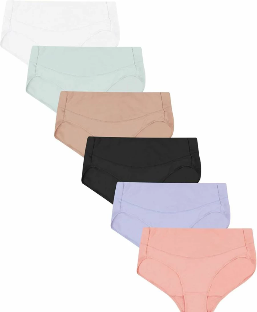 Hanes Women's No-Show Panties 6-Pack - Moisture-Wicking Microfiber Underwear, Assorted Colors
