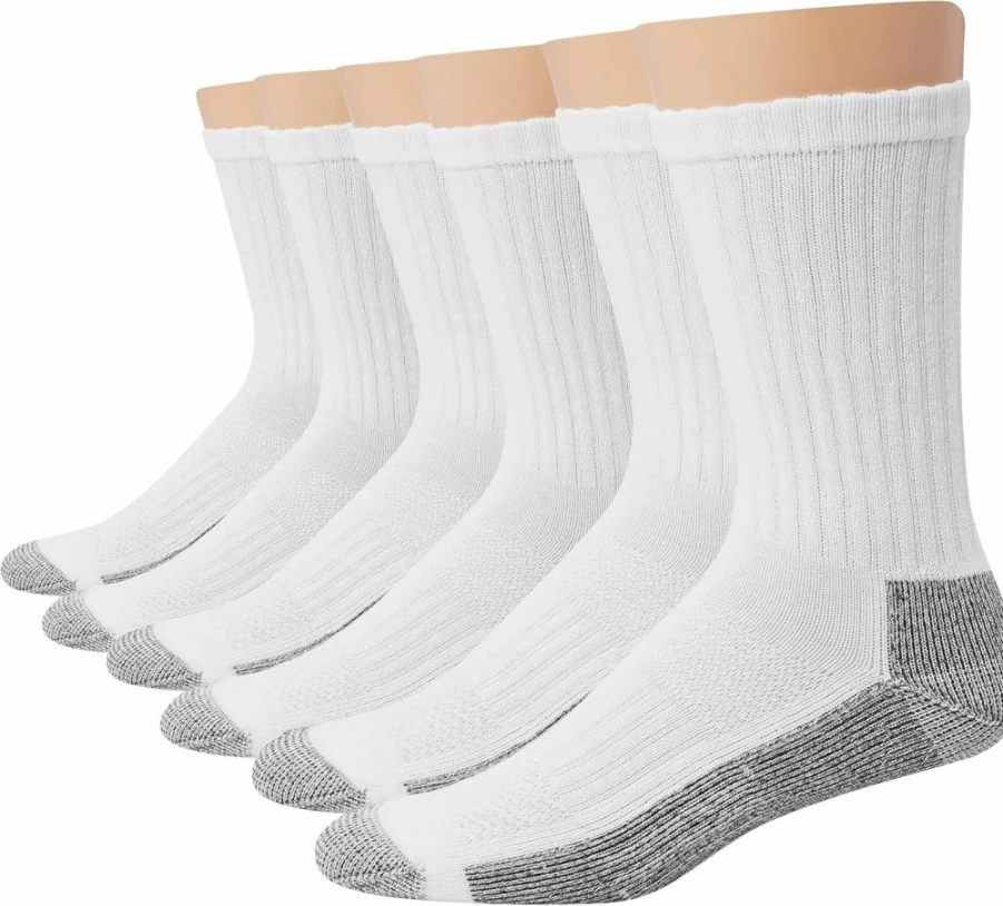 Hanes Men's 6-Pack Durable Work Socks for Comfort & Support