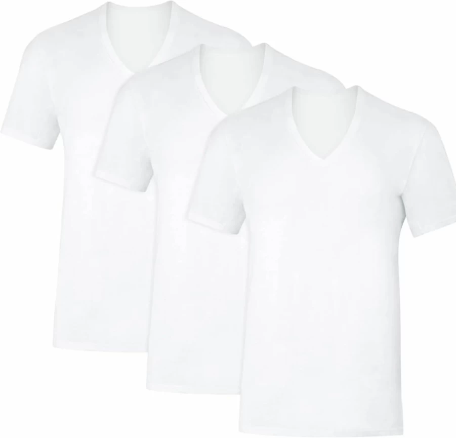 Hanes Men's V-Neck Undershirt 3-Pack, Sweat-Blocking White T-Shirts for Men, Comfortable Breathable Tees
