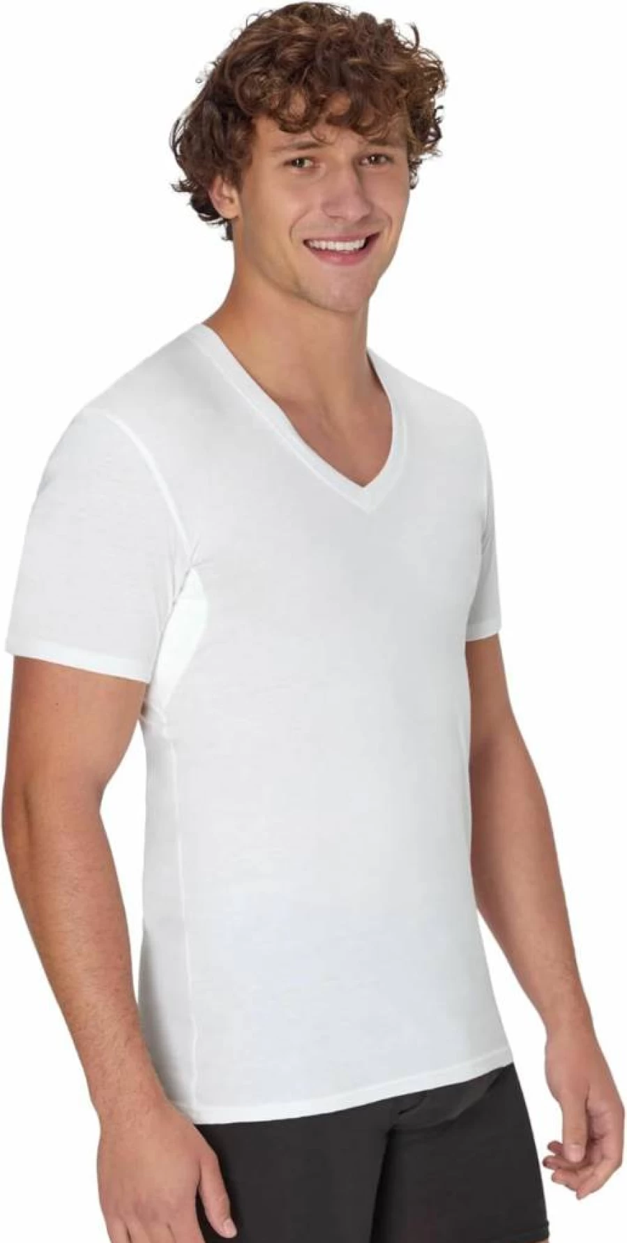 Hanes Men's V-Neck Undershirt 3-Pack, Sweat-Blocking White T-Shirts for Men, Comfortable Breathable Tees