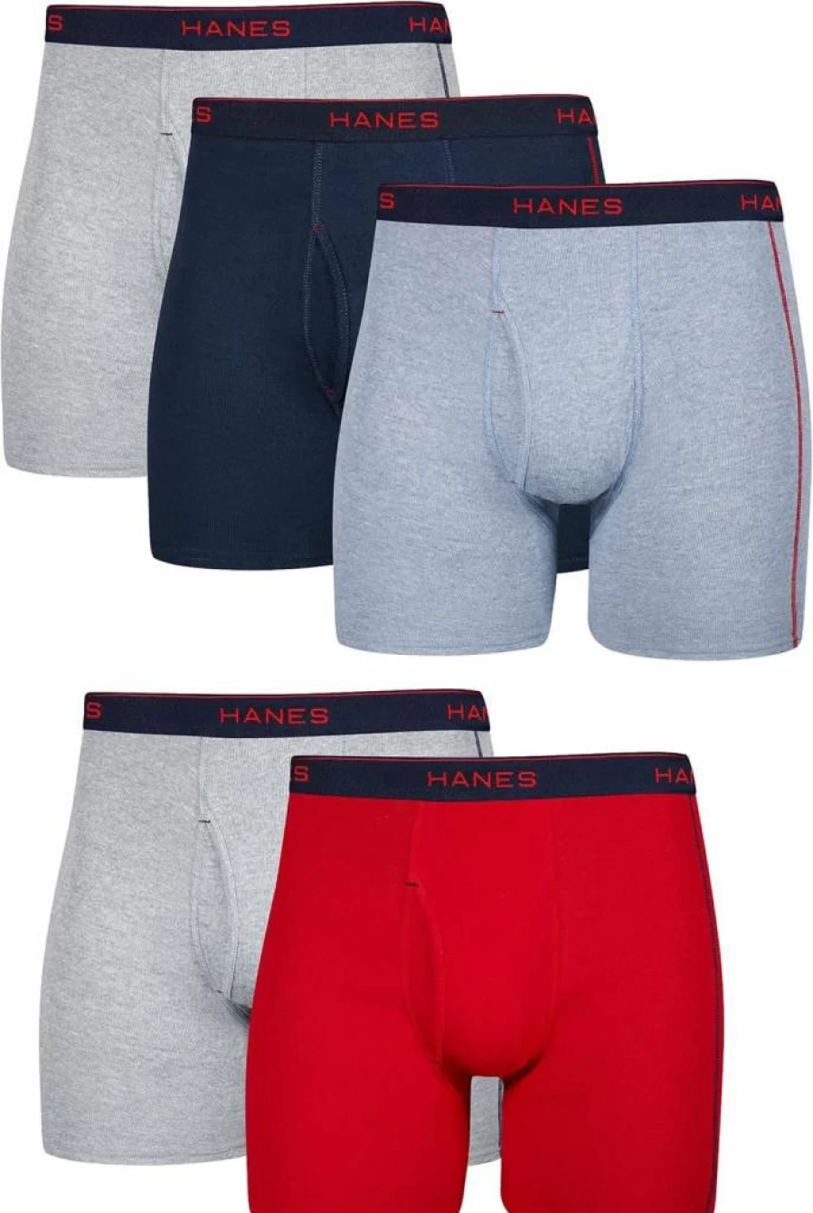 Hanes Men's Cool Dri Moisture-Wicking Cotton Boxer Briefs - No-Ride-Up Comfort Multi-Pack Underwear