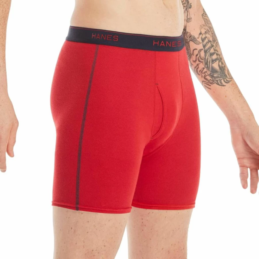 Hanes Men's Cool Dri Moisture-Wicking Cotton Boxer Briefs - No-Ride-Up Comfort Multi-Pack Underwear