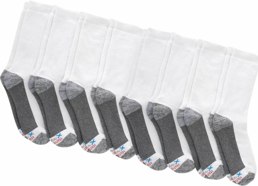 Hanes Men's Moisture-Wicking Crew Socks with Max Cushion & Odor Control - Multipack Comfort Athletic Socks