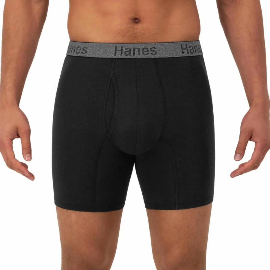 Hanes Men's Ultra Soft Comfort Flex Fit Boxer Briefs 3-Pack - Stretch Regular & Long Leg Underwear
