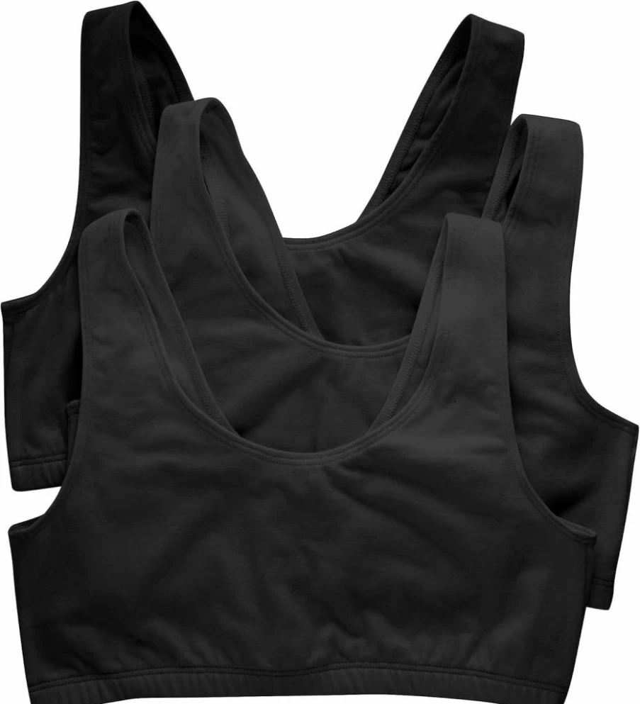 Hanes Women's 3-Pack Cotton Scoop Neck Bralette Crop Tops - Soft Comfortable Sleepwear & Loungewear