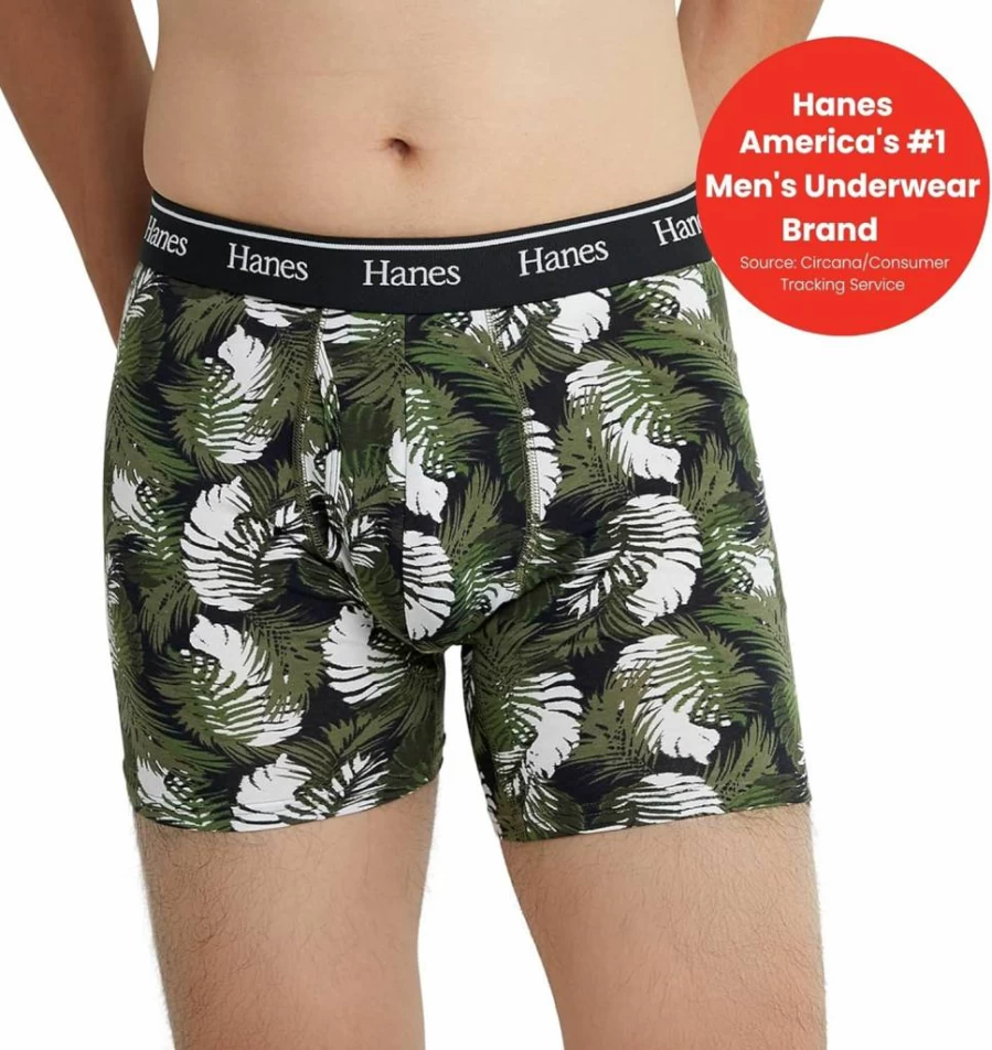 Hanes Men's Cotton Boxer Briefs Multipack - Moisture-Wicking, Low Rise Underwear for Comfort & Breathability