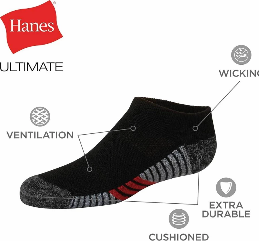 Hanes Boys' Performance Sport Socks 10-Pair Pack - Ankle & No Show Athletic Socks for Kids