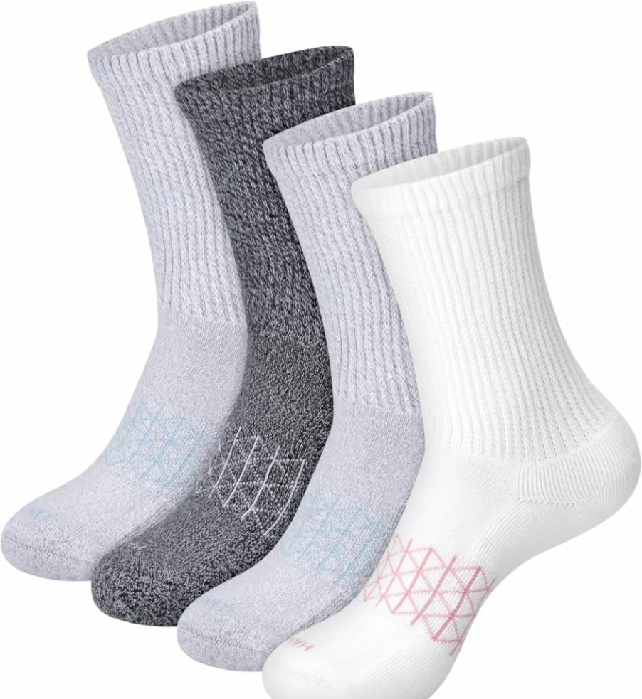 Hanes Women's Comfort Crew Socks 4-Pack - Non-Binding, Cushioned Wellness Socks for Everyday Wear