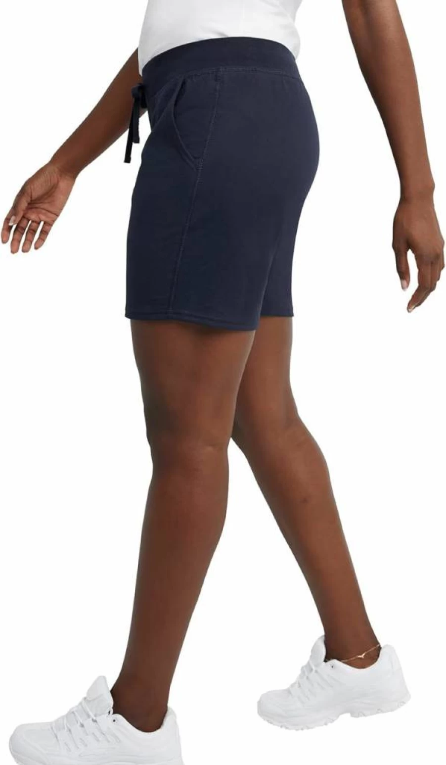 Hanes Women's Cotton Jersey Pocket Shorts with Drawstring Waist, 7-Inch Inseam Comfort Casual Shorts