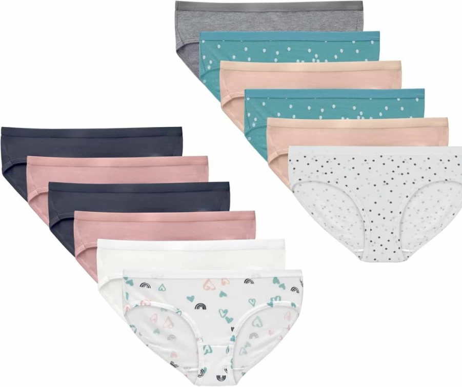Hanes Girls' Cotton Stretch Brief Underwear 12-Pack - Assorted Colors