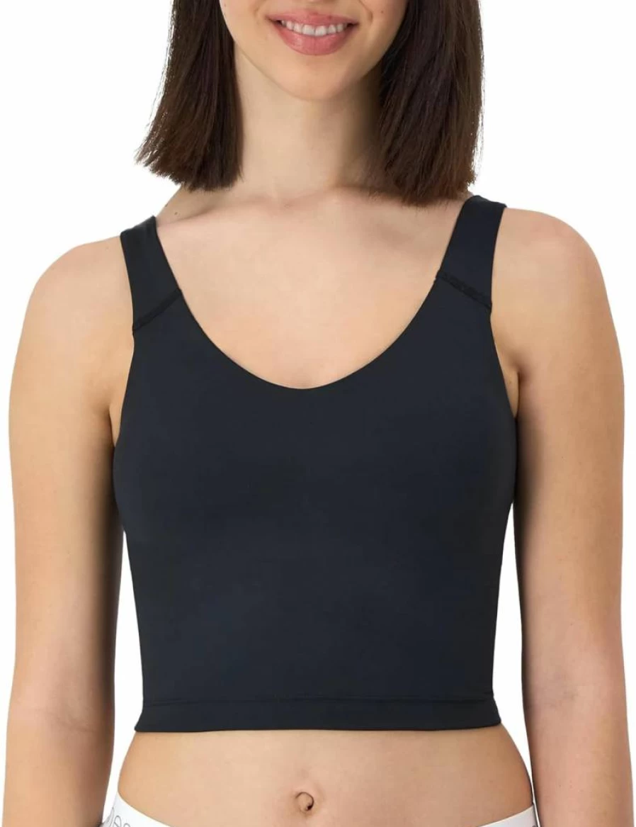 Hanes Women's V-Neck Cropped Pullover Bralette with Built-In Shelf Bra & Odor Control