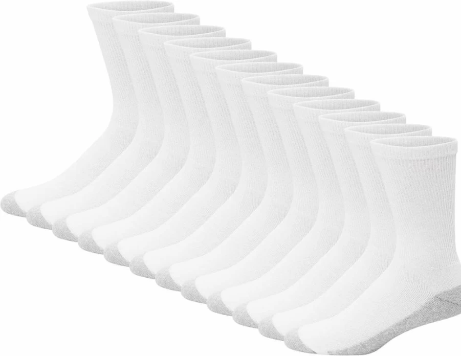 Hanes Men's Double Tough Crew Socks 12-Pack - Durable Work Socks for Men, Comfortable Athletic Socks, 12 Pairs Bulk Pack