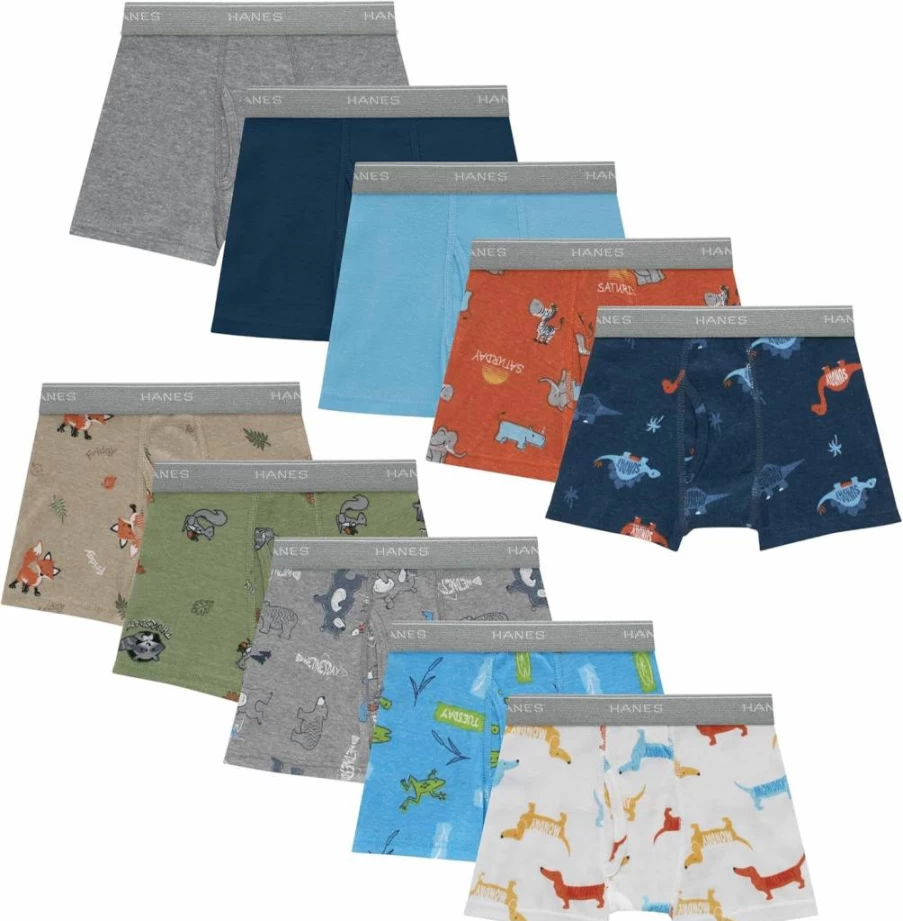 Hanes Boys & Toddlers Soft Boxer Briefs Multipack with Comfort Flex Waistband - Breathable Cotton Underwear for Kids