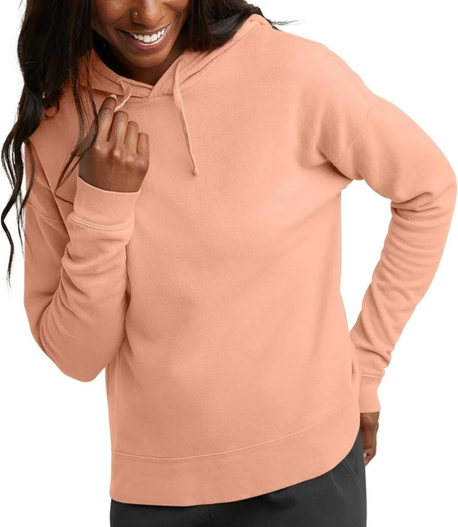 Hanes Women's Fleece Pullover Hoodie - Soft Garment-Dyed Cotton Sweatshirt