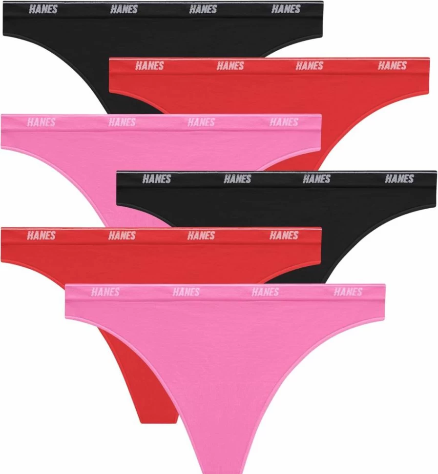 Hanes Women's 360 Flex Stretch Panties 6-Pack - Seamless Hipster, Bikini & Thong Underwear for Comfort & Smooth Fit