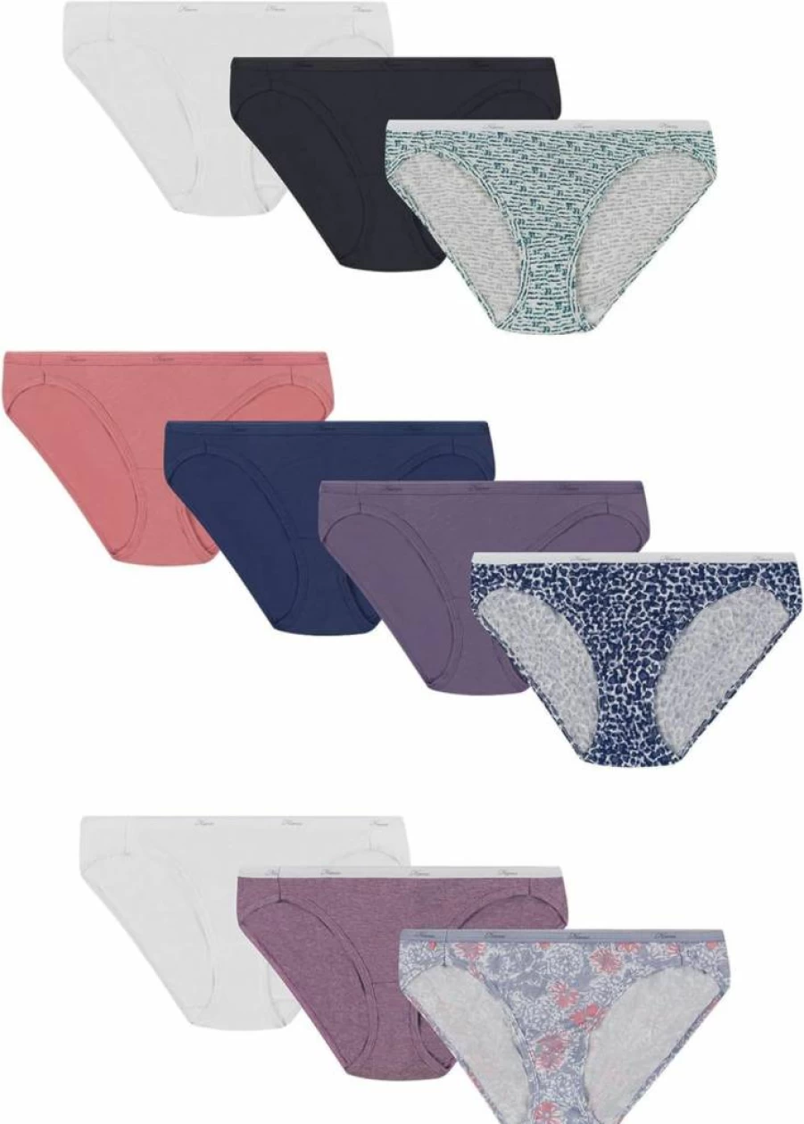 Hanes Women's Cotton Bikini Underwear 10-Pack - Assorted Colors, Comfortable Classic Fit