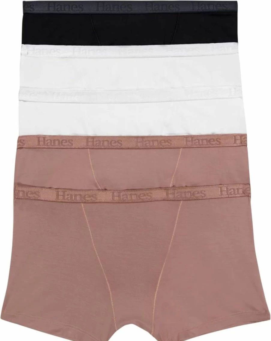 Hanes Women's Ultra Soft 5-Pack Cotton Boxer Brief Underwear - Comfortable & Breathable