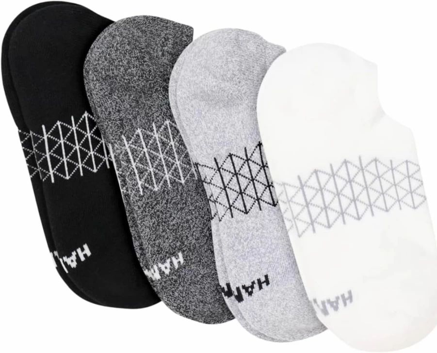 Hanes Women's Absolute Active No-Show Socks 4-Pack - Breathable Mesh, Non-Slip Gripper, Performance Athletic Socks